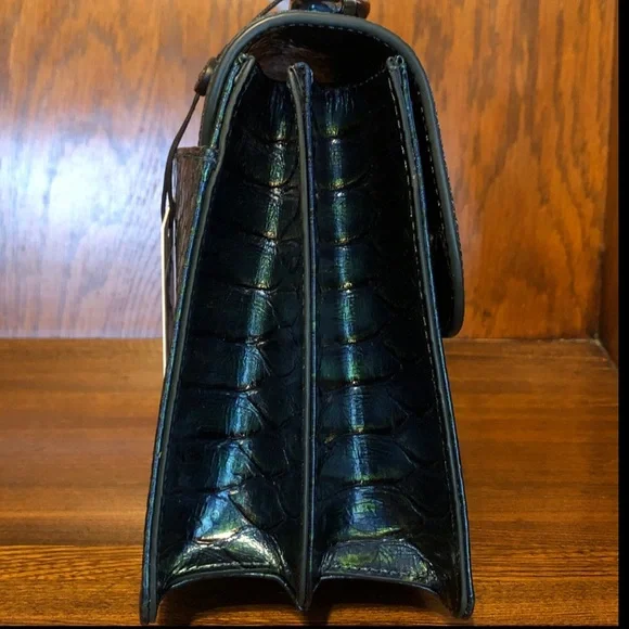 NWT-Brahmin-Small Hallie-Evergreen Kalopsia-TopHandle Satchel-SnakeEmbossed-$375 - Picture 5 of 16